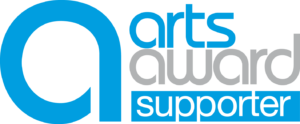 Arts Award logo. Blue, grey and white font.